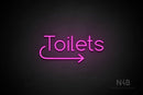 "Toilets" (right arrow, Cooper font) - LED neon sign