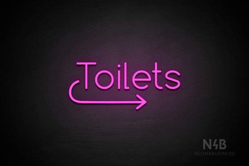 "Toilets" (right arrow, Cooper font) - LED neon sign