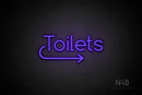 "Toilets" (right arrow, Cooper font) - LED neon sign