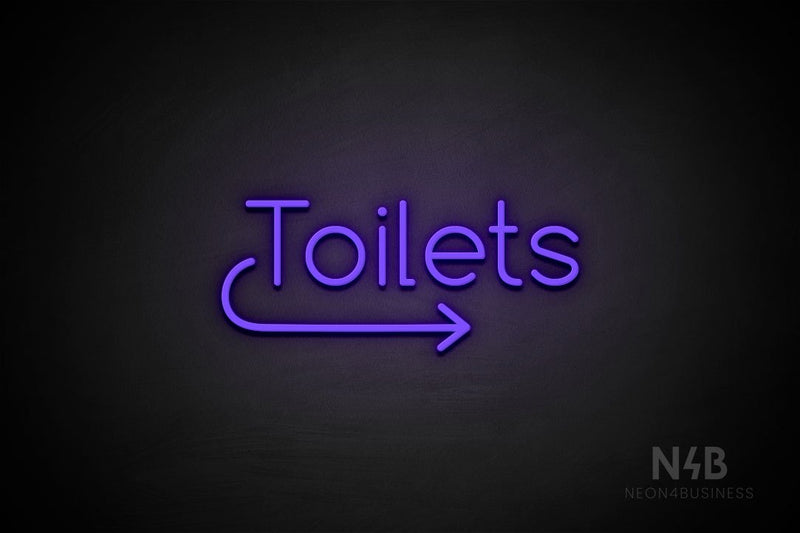 "Toilets" (right arrow, Cooper font) - LED neon sign