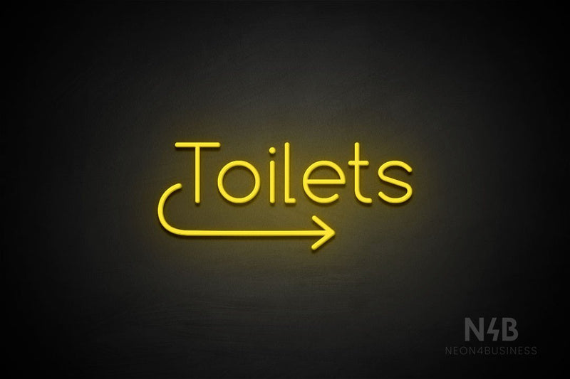 "Toilets" (right arrow, Cooper font) - LED neon sign