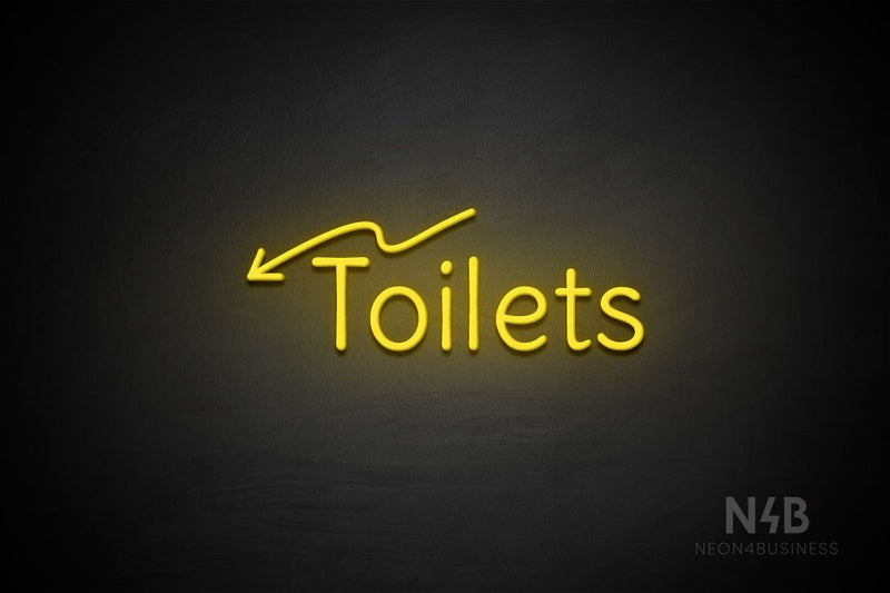 "Toilets" (left down arrow, Alive font) - LED neon sign