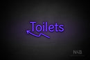 "Toilets" (left up arrow, Alive font) - LED neon sign