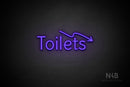 "Toilets" (right down arrow, Alive font) - LED neon sign