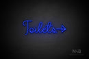 "Toilets" (right arrow, Melinda font) - LED neon sign