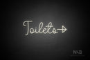 "Toilets" (right arrow, Melinda font) - LED neon sign