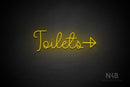 "Toilets" (right arrow, Melinda font) - LED neon sign