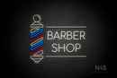 "BARBER SHOP" Multicolored Barber Pole (Cooper font) - LED neon sign