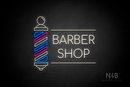 "BARBER SHOP" Multicolored Barber Pole (Cooper font) - LED neon sign