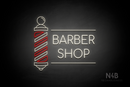 "BARBER SHOP" Multicolored Barber Pole (Cooper font) - LED neon sign