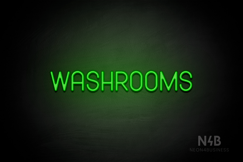 "WASHROOMS" (Havanola font) - LED neon sign