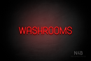 "WASHROOMS" (Havanola font) - LED neon sign