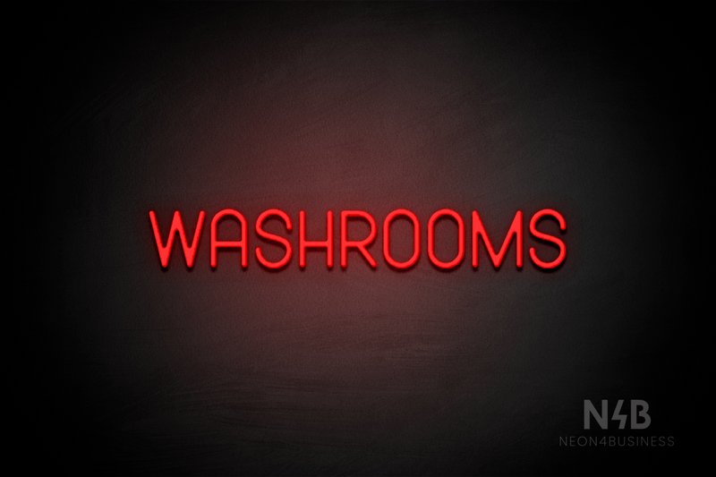 "WASHROOMS" (Havanola font) - LED neon sign