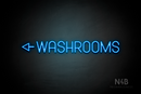 "WASHROOMS" (left arrow, Havanola font) - LED neon sign