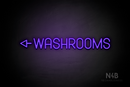 "WASHROOMS" (left arrow, Havanola font) - LED neon sign