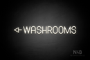 "WASHROOMS" (left arrow, Havanola font) - LED neon sign