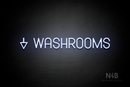 "WASHROOMS" (left down arrow, Havanola font) - LED neon sign