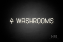 "WASHROOMS" (left up arrow, Havanola font) - LED neon sign
