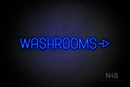 "WASHROOMS" (right arrow, Havanola font) - LED neon sign