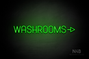 "WASHROOMS" (right arrow, Havanola font) - LED neon sign