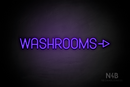 "WASHROOMS" (right arrow, Havanola font) - LED neon sign
