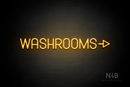"WASHROOMS" (right arrow, Havanola font) - LED neon sign