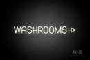 "WASHROOMS" (right arrow, Havanola font) - LED neon sign