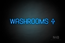 "WASHROOMS" (right up arrow, Havanola font) - LED neon sign