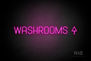 "WASHROOMS" (right up arrow, Havanola font) - LED neon sign