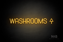 "WASHROOMS" (right up arrow, Havanola font) - LED neon sign