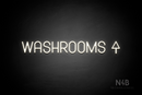 "WASHROOMS" (right up arrow, Havanola font) - LED neon sign