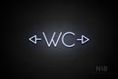 "WC" (two-sided arrow, Sunny Day font) - LED neon sign