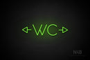 "WC" (two-sided arrow, Sunny Day font) - LED neon sign