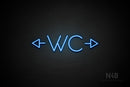 "WC" (two-sided arrow, Sunny Day font) - LED neon sign