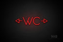 "WC" (two-sided arrow, Sunny Day font) - LED neon sign