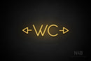 "WC" (two-sided arrow, Sunny Day font) - LED neon sign