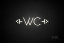 "WC" (two-sided arrow, Sunny Day font) - LED neon sign