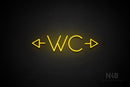 "WC" (two-sided arrow, Sunny Day font) - LED neon sign