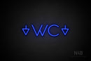 "WC" (two-sided down arrow, Sunny Day font) - LED neon sign