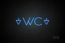 "WC" (two-sided down arrow, Sunny Day font) - LED neon sign