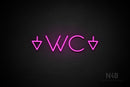 "WC" (two-sided down arrow, Sunny Day font) - LED neon sign