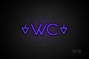 "WC" (two-sided down arrow, Sunny Day font) - LED neon sign