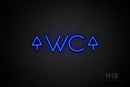 "WC" (two-sided up arrow, Sunny Day font) - LED neon sign