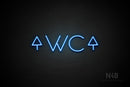 "WC" (two-sided up arrow, Sunny Day font) - LED neon sign
