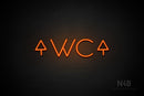 "WC" (two-sided up arrow, Sunny Day font) - LED neon sign