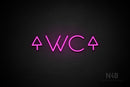 "WC" (two-sided up arrow, Sunny Day font) - LED neon sign