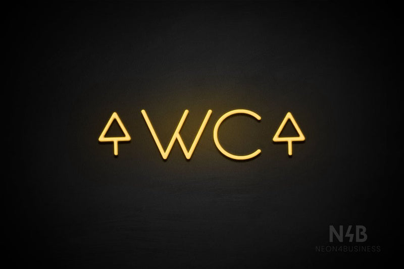 "WC" (two-sided up arrow, Sunny Day font) - LED neon sign