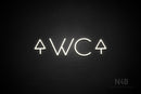 "WC" (two-sided up arrow, Sunny Day font) - LED neon sign
