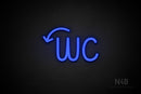 "WC" (left down arrow, Artilla font) - LED neon sign