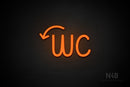 "WC" (left down arrow, Artilla font) - LED neon sign